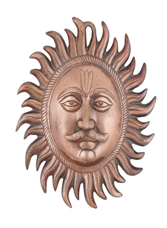Craft Trade Handmade Decorative Sun Idol Face with Copper Polish Wall Hanging Statue Puja Vastu Figurine Surya for Positivity for Home Enterance Door and Office Décor - Image 1
